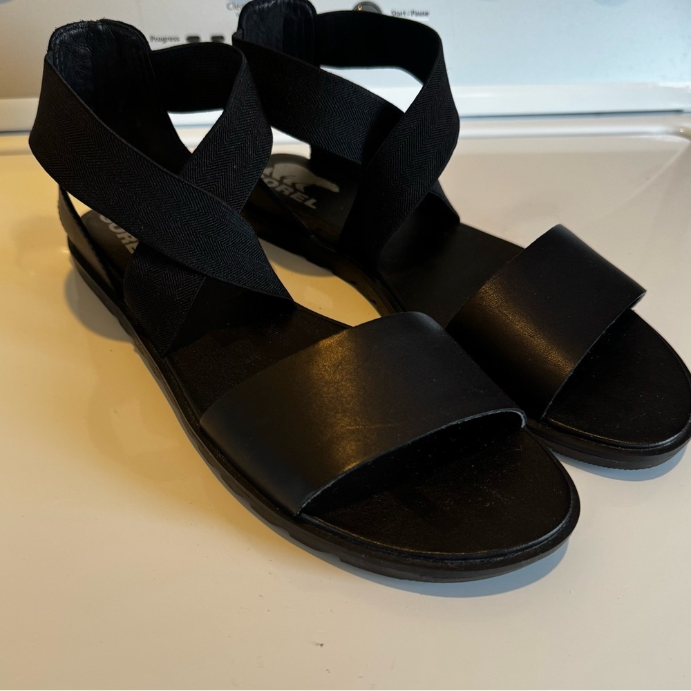 Sorel Ella Leather Sandal Black